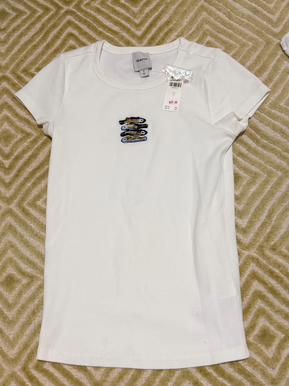 Maeve White Short Sleeve Tee with Surfboard Patch